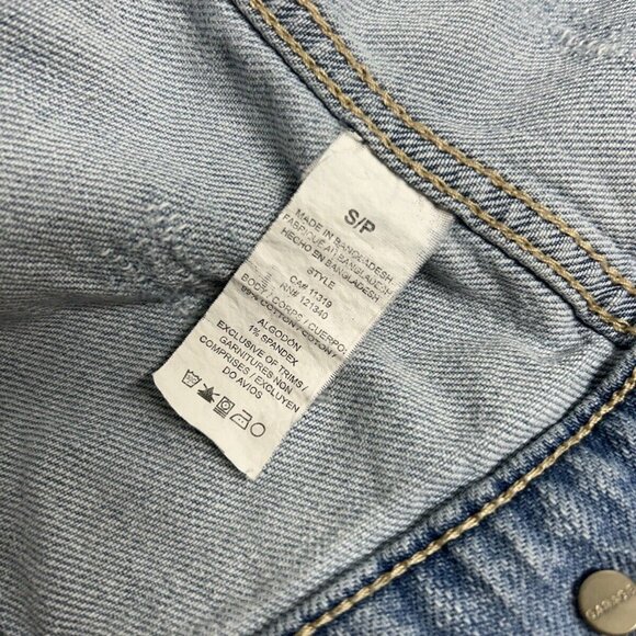Garage Distressed Light Wash Blue Denim Button Up Collared Jean Jacket Women’s S - Picture 5 of 10